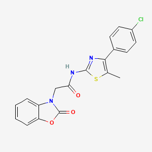 molecular formula C19H14ClN3O3S B3607172 N-[4-(4-chlorophenyl)-5-methyl-1,3-thiazol-2-yl]-2-(2-oxo-1,3-benzoxazol-3(2H)-yl)acetamide 