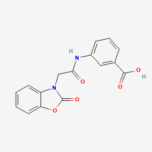 molecular formula C16H12N2O5 B3607185 3-{[(2-oxo-1,3-benzoxazol-3(2H)-yl)acetyl]amino}benzoic acid 