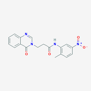 molecular formula C18H16N4O4 B3607198 N-(2-methyl-5-nitrophenyl)-3-(4-oxo-3(4H)-quinazolinyl)propanamide 