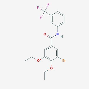 molecular formula C18H17BrF3NO3 B3607238 3-bromo-4,5-diethoxy-N-[3-(trifluoromethyl)phenyl]benzamide 