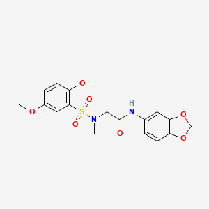 molecular formula C18H20N2O7S B3607257 N~1~-1,3-benzodioxol-5-yl-N~2~-[(2,5-dimethoxyphenyl)sulfonyl]-N~2~-methylglycinamide 