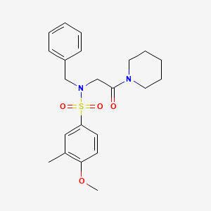 molecular formula C22H28N2O4S B3607271 N-benzyl-4-methoxy-3-methyl-N-[2-oxo-2-(1-piperidinyl)ethyl]benzenesulfonamide 