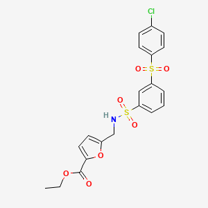 ethyl 5-{[({3-[(4-chlorophenyl)sulfonyl]phenyl}sulfonyl)amino]methyl}-2-furoate