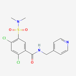 molecular formula C15H15Cl2N3O3S B3607317 2,4-dichloro-5-[(dimethylamino)sulfonyl]-N-(pyridin-4-ylmethyl)benzamide 