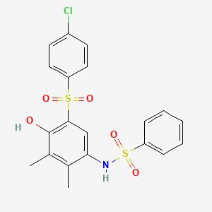 molecular formula C20H18ClNO5S2 B3607355 N-{5-[(4-chlorophenyl)sulfonyl]-4-hydroxy-2,3-dimethylphenyl}benzenesulfonamide 