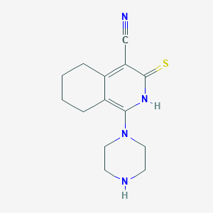 molecular formula C14H18N4S B360738 1-piperazin-1-yl-3-sulfanylidene-5,6,7,8-tetrahydro-2H-isoquinoline-4-carbonitrile CAS No. 155473-97-5
