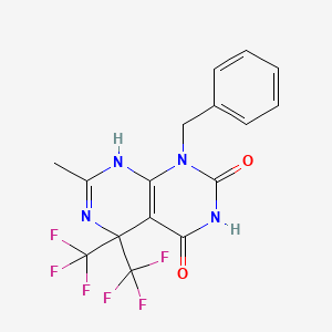 molecular formula C16H12F6N4O2 B3607424 1-benzyl-7-methyl-5,5-bis(trifluoromethyl)-5,8-dihydropyrimido[4,5-d]pyrimidine-2,4(1H,3H)-dione 