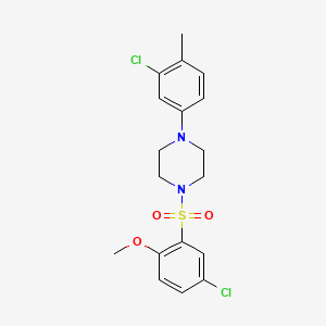 molecular formula C18H20Cl2N2O3S B3607484 1-[(5-chloro-2-methoxyphenyl)sulfonyl]-4-(3-chloro-4-methylphenyl)piperazine 