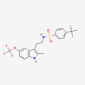 molecular formula C22H25F3N2O3S B3607492 4-tert-butyl-N-{2-[2-methyl-5-(trifluoromethoxy)-1H-indol-3-yl]ethyl}benzenesulfonamide 