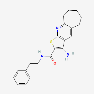 molecular formula C21H23N3OS B3607504 3-amino-N-(2-phenylethyl)-6,7,8,9-tetrahydro-5H-cyclohepta[b]thieno[3,2-e]pyridine-2-carboxamide 