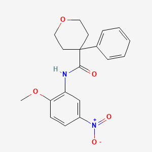 molecular formula C19H20N2O5 B3607507 N-(2-methoxy-5-nitrophenyl)-4-phenyltetrahydro-2H-pyran-4-carboxamide 