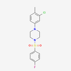 molecular formula C17H18ClFN2O2S B3607510 1-(3-chloro-4-methylphenyl)-4-[(4-fluorophenyl)sulfonyl]piperazine 