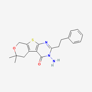 molecular formula C19H21N3O2S B3607536 3-amino-6,6-dimethyl-2-(2-phenylethyl)-3,5,6,8-tetrahydro-4H-pyrano[4',3':4,5]thieno[2,3-d]pyrimidin-4-one 