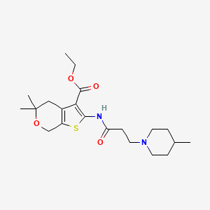 molecular formula C21H32N2O4S B3607550 ethyl 5,5-dimethyl-2-{[3-(4-methyl-1-piperidinyl)propanoyl]amino}-4,7-dihydro-5H-thieno[2,3-c]pyran-3-carboxylate 