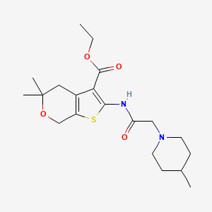 molecular formula C20H30N2O4S B3607551 ethyl 5,5-dimethyl-2-{[(4-methyl-1-piperidinyl)acetyl]amino}-4,7-dihydro-5H-thieno[2,3-c]pyran-3-carboxylate 