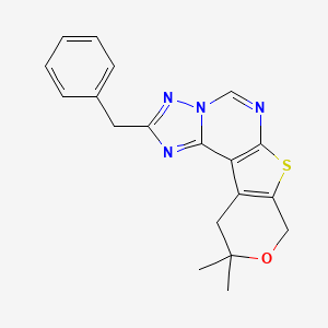 molecular formula C19H18N4OS B3607563 2-benzyl-10,10-dimethyl-10,11-dihydro-8H-pyrano[4',3':4,5]thieno[3,2-e][1,2,4]triazolo[1,5-c]pyrimidine 