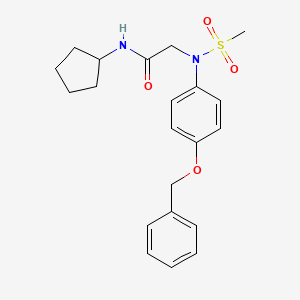 molecular formula C21H26N2O4S B3607578 N~2~-[4-(benzyloxy)phenyl]-N~1~-cyclopentyl-N~2~-(methylsulfonyl)glycinamide 