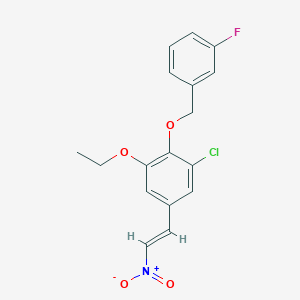 molecular formula C17H15ClFNO4 B3607591 1-chloro-3-ethoxy-2-[(3-fluorobenzyl)oxy]-5-(2-nitrovinyl)benzene 