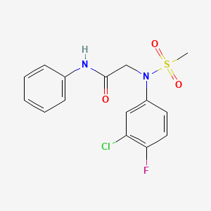 molecular formula C15H14ClFN2O3S B3607599 N~2~-(3-chloro-4-fluorophenyl)-N~2~-(methylsulfonyl)-N~1~-phenylglycinamide 