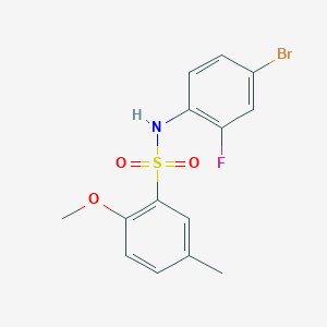 molecular formula C14H13BrFNO3S B3607603 N-(4-bromo-2-fluorophenyl)-2-methoxy-5-methylbenzenesulfonamide 