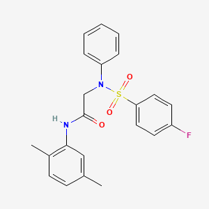 molecular formula C22H21FN2O3S B3607606 N~1~-(2,5-dimethylphenyl)-N~2~-[(4-fluorophenyl)sulfonyl]-N~2~-phenylglycinamide 