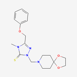 molecular formula C18H24N4O3S B3607614 2-(1,4-dioxa-8-azaspiro[4.5]dec-8-ylmethyl)-4-methyl-5-(phenoxymethyl)-2,4-dihydro-3H-1,2,4-triazole-3-thione 