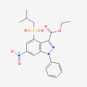molecular formula C20H21N3O6S B3607623 ethyl 4-(isobutylsulfonyl)-6-nitro-1-phenyl-1H-indazole-3-carboxylate 