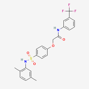 molecular formula C23H21F3N2O4S B3607642 2-(4-{[(2,5-dimethylphenyl)amino]sulfonyl}phenoxy)-N-[3-(trifluoromethyl)phenyl]acetamide 