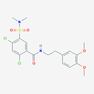 molecular formula C19H22Cl2N2O5S B3607657 2,4-dichloro-N-[2-(3,4-dimethoxyphenyl)ethyl]-5-[(dimethylamino)sulfonyl]benzamide 