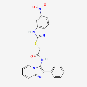 molecular formula C22H16N6O3S B3607662 2-[(5-nitro-1H-benzimidazol-2-yl)thio]-N-(2-phenylimidazo[1,2-a]pyridin-3-yl)acetamide 