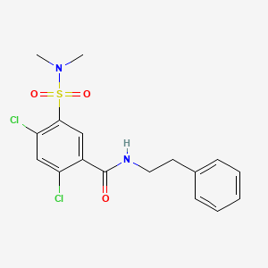 molecular formula C17H18Cl2N2O3S B3607673 2,4-dichloro-5-[(dimethylamino)sulfonyl]-N-(2-phenylethyl)benzamide 