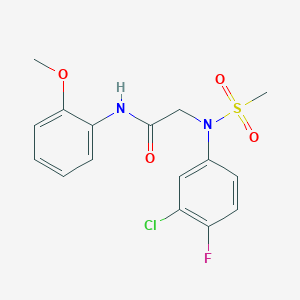molecular formula C16H16ClFN2O4S B3607682 N~2~-(3-chloro-4-fluorophenyl)-N~1~-(2-methoxyphenyl)-N~2~-(methylsulfonyl)glycinamide 