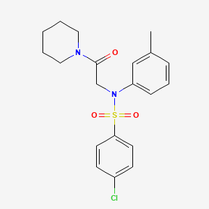 molecular formula C20H23ClN2O3S B3607687 4-chloro-N-(3-methylphenyl)-N-[2-oxo-2-(1-piperidinyl)ethyl]benzenesulfonamide 