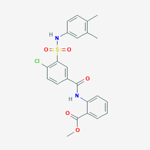 molecular formula C23H21ClN2O5S B3607695 methyl 2-[(4-chloro-3-{[(3,4-dimethylphenyl)amino]sulfonyl}benzoyl)amino]benzoate 
