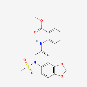 molecular formula C19H20N2O7S B3607728 ethyl 2-{[N-1,3-benzodioxol-5-yl-N-(methylsulfonyl)glycyl]amino}benzoate 
