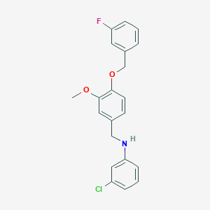 molecular formula C21H19ClFNO2 B3607743 (3-chlorophenyl){4-[(3-fluorobenzyl)oxy]-3-methoxybenzyl}amine 