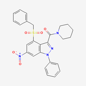 4-(benzylsulfonyl)-6-nitro-1-phenyl-3-(piperidin-1-ylcarbonyl)-1H-indazole