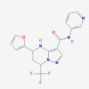 molecular formula C17H14F3N5O2 B360836 5-(2-furyl)-N-(3-pyridinyl)-7-(trifluoromethyl)-4,5,6,7-tetrahydropyrazolo[1,5-a]pyrimidine-3-carboxamide 
