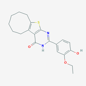 molecular formula C20H22N2O3S B360848 2-(3-Ethoxy-4-hydroxyphenyl)-5,6,7,8,9,10-hexahydrocycloocta[4,5]thieno[2,3-d]pyrimidin-4-ol 