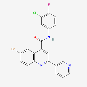 molecular formula C21H12BrClFN3O B3608681 6-bromo-N-(3-chloro-4-fluorophenyl)-2-(3-pyridinyl)-4-quinolinecarboxamide 