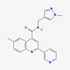 molecular formula C21H19N5O B3608699 6-methyl-N-[(1-methyl-1H-pyrazol-4-yl)methyl]-2-(pyridin-3-yl)quinoline-4-carboxamide 