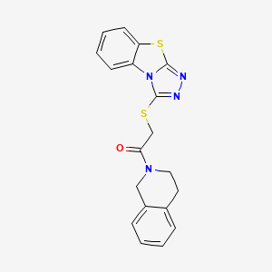 molecular formula C19H16N4OS2 B3608702 1-[3,4-DIHYDRO-2(1H)-ISOQUINOLINYL]-2-([1,2,4]TRIAZOLO[3,4-B][1,3]BENZOTHIAZOL-3-YLSULFANYL)-1-ETHANONE 