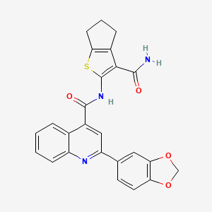 N-[3-(aminocarbonyl)-5,6-dihydro-4H-cyclopenta[b]thien-2-yl]-2-(1,3-benzodioxol-5-yl)-4-quinolinecarboxamide