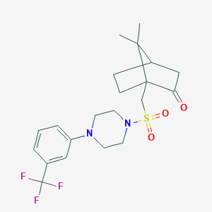 molecular formula C21H27F3N2O3S B361008 7,7-Dimethyl-1-[({4-[3-(trifluoromethyl)phenyl]piperazin-1-yl}sulfonyl)methyl]bicyclo[2.2.1]heptan-2-one CAS No. 315692-83-2