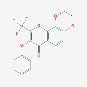 molecular formula C18H11F3O5 B361010 8-phenoxy-9-(trifluoromethyl)-2,3-dihydro-7H-[1,4]dioxino[2,3-h]chromen-7-one CAS No. 315232-68-9