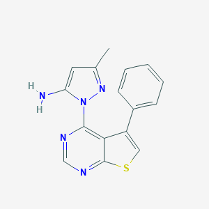 molecular formula C16H13N5S B361013 5-Methyl-2-(5-phenylthieno[2,3-d]pyrimidin-4-yl)pyrazol-3-amine CAS No. 380380-18-7