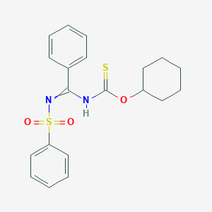 molecular formula C20H22N2O3S2 B361021 O-cyclohexyl N-[N-(benzenesulfonyl)-C-phenylcarbonimidoyl]carbamothioate CAS No. 57169-59-2