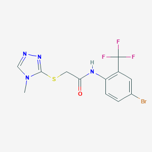 molecular formula C12H10BrF3N4OS B361047 N-[4-Bromo-2-(trifluoromethyl)phenyl]-2-[(4-methyl-4H-1,2,4-triazol-3-yl)sulfanyl]acetamide CAS No. 351061-72-8