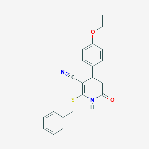 molecular formula C21H20N2O2S B361105 2-(Benzylsulfanyl)-4-(4-ethoxyphenyl)-6-oxo-1,4,5,6-tetrahydro-3-pyridinecarbonitrile CAS No. 327170-20-7