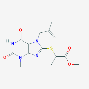 molecular formula C14H18N4O4S B361117 methyl 2-((3-methyl-7-(2-methylallyl)-2,6-dioxo-2,3,6,7-tetrahydro-1H-purin-8-yl)thio)propanoate CAS No. 491615-00-0
